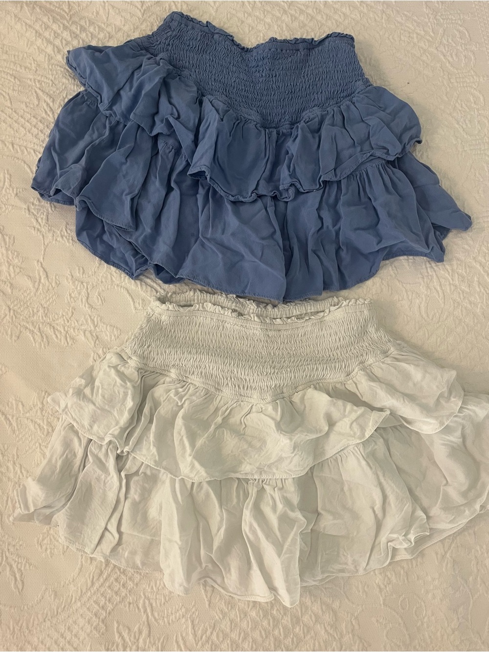 Tiered Ruffle Mini Skirts - Blue and White bundle